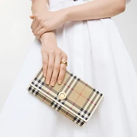 Check Chain Strap Wallet in Archive beige/soap beige - Women, Technical, Cotton | Burberry® Official