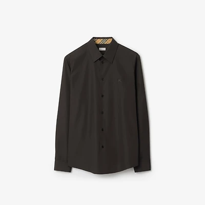Regular Fit Cotton Poplin Shirt in Bark brown - Men | Burberry® Official