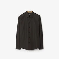 Regular Fit Cotton Poplin Shirt in Bark brown - Men | Burberry® Official