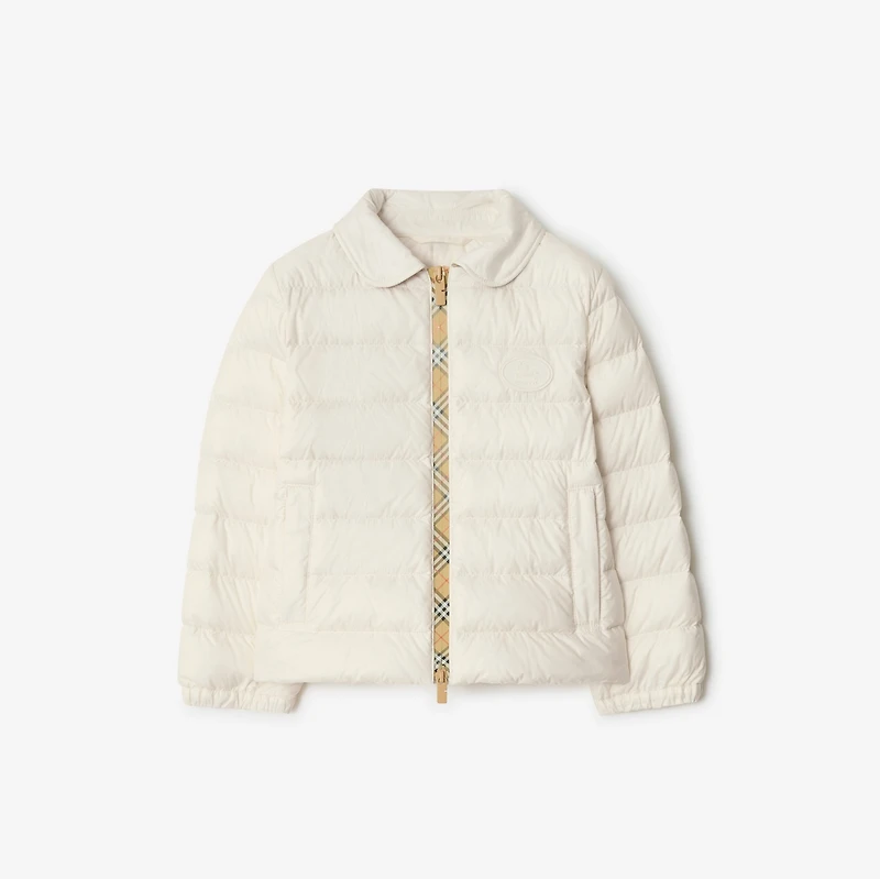 Checker-tape Nylon Puffer Jacket in Rain white | Burberry® Official