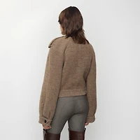 Detachable Scarf Wool Blend Jacket in Biscuit/biscuit - Women | Burberry® Official