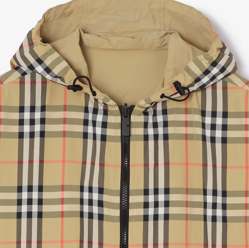 Reversible Check Newport Hooded Jacket in Sand beige - Men, Nylon | Burberry® Official
