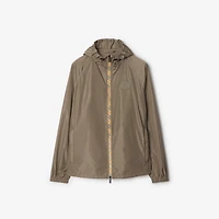 Check Trim Nylon Hooded Jacket in Clay brown - Men | Burberry® Official