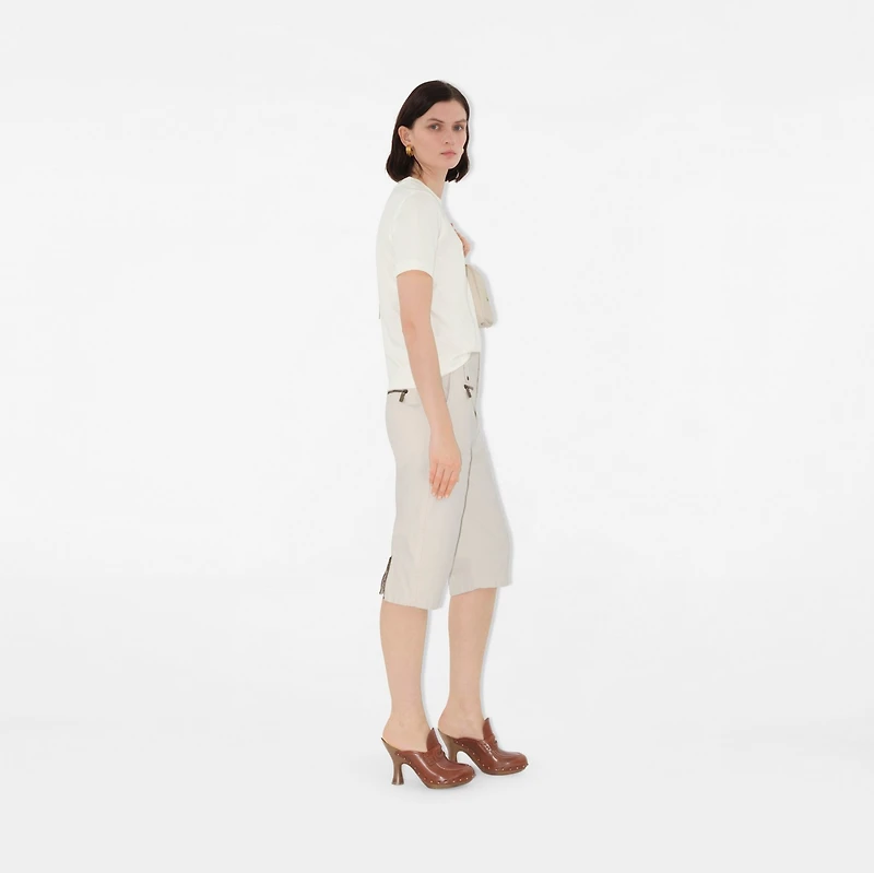 B Crest Cotton T-shirt in Chalk - Women | Burberry® Official