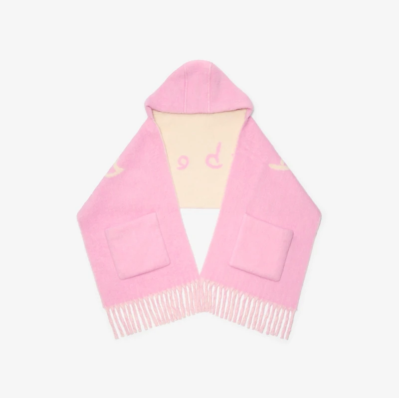 Logo Alpaca Wool Blend Hooded Scarf in Sugar pink | Burberry® Official