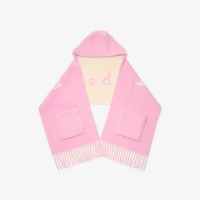 Logo Alpaca Wool Blend Hooded Scarf in Sugar pink | Burberry® Official