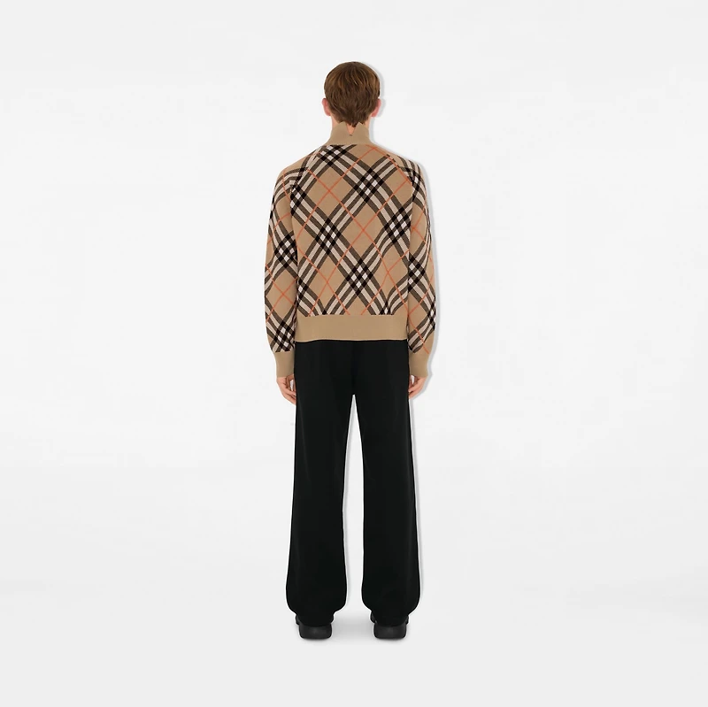 Check Wool Mohair Blend Jacket in Sand - Men, Nylon | Burberry® Official
