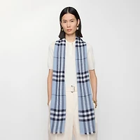 Wide Check Wool Scarf in Bank blue | Burberry® Official