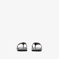 Embossed Check Leather Pavilion Sandals in Black - Men | Burberry® Official