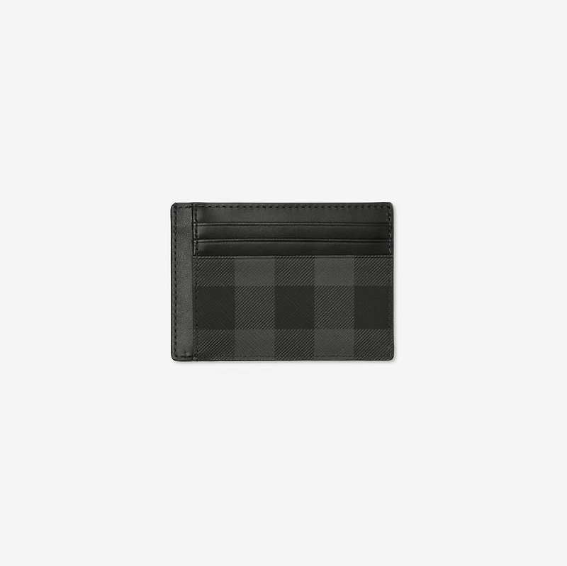 Check Money Clip Card Case in Charcoal grey - Men, Canvas | Burberry® Official