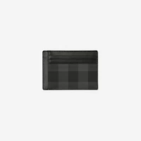 Check Money Clip Card Case in Charcoal grey - Men, Canvas | Burberry® Official