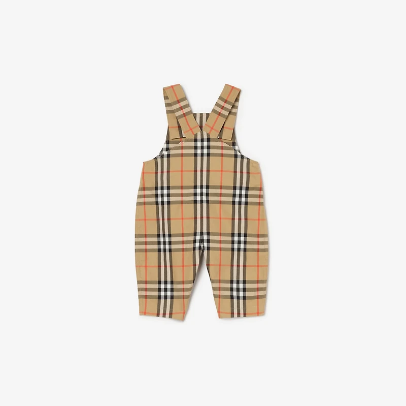 Check Cotton Three-piece Baby Gift Set in Sand beige - Children | Burberry® Official