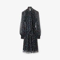 Ditsy Floral Silk Dress in Black - Women | Burberry® Official