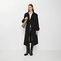 Long Gabardine Fitzrovia Trench Coat in Black - Women, Cotton Gabardine | Burberry® Official