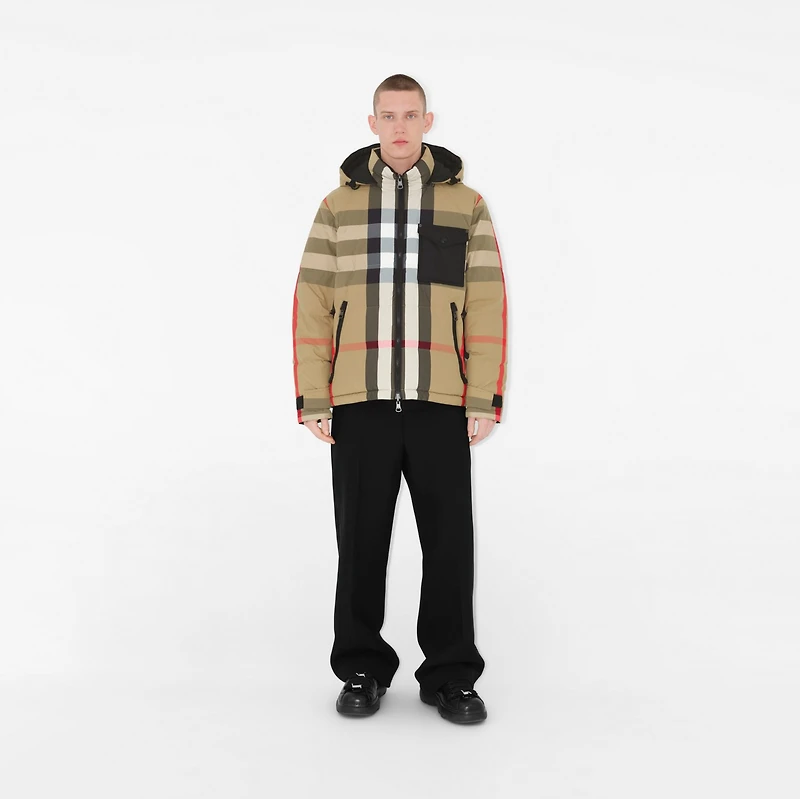 Reversible Check Puffer Jacket in Archive beige/black - Men | Burberry® Official