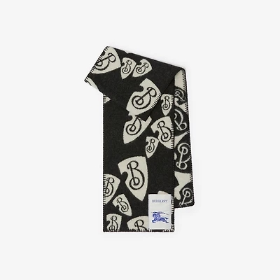 Cascading B Shield Wool Scarf in Black | Burberry® Official