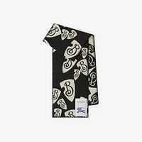 Cascading B Shield Wool Scarf in Black | Burberry® Official