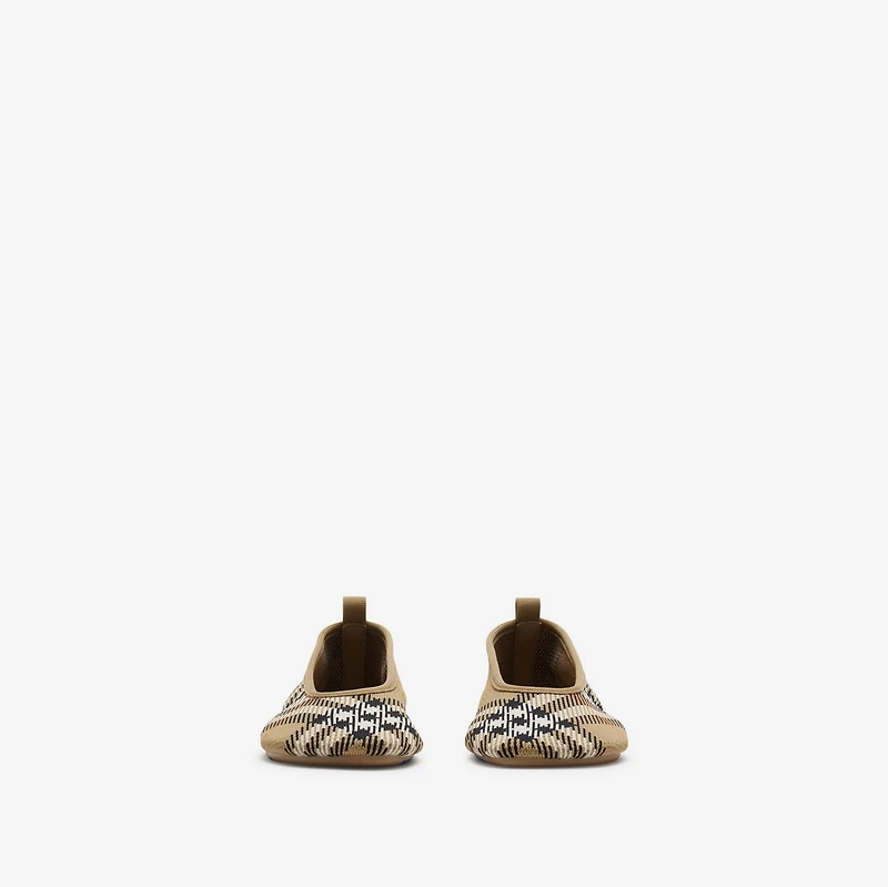 Check Knit Baby Ballerinas in Sand - Women | Burberry® Official
