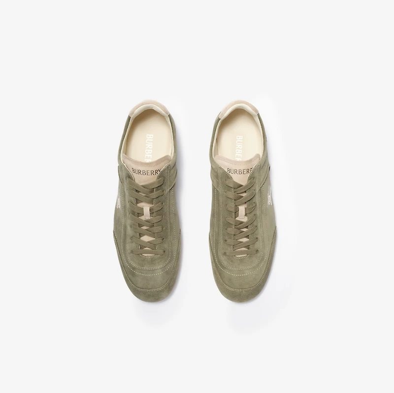 Suede Knight Runner Sneakers​ in Airforce green/tawny beige - Men | Burberry® Official