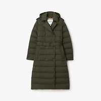 Long Nylon Hooded Puffer Coat in Shale green - Women | Burberry® Official