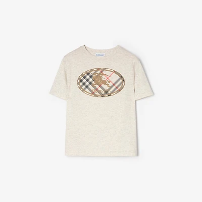 Check Knight Stamp Cotton T-shirt in White melange | Burberry® Official
