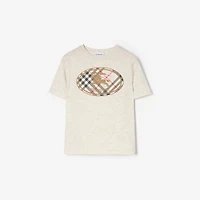 Check Knight Stamp Cotton T-shirt in White melange | Burberry® Official