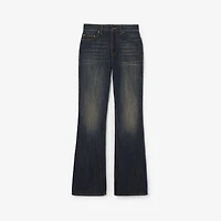 High-rise Bootcut Jeans in Mid blue - Women, Cotton, Denim | Burberry® Official