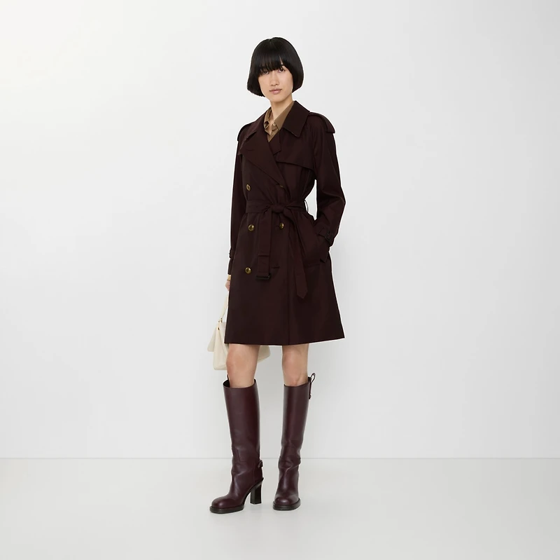 Mid-length Gabardine Castleford Trench Coat in Mahogany red - Women, Cotton Gabardine | Burberry® Official