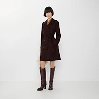 Mid-length Gabardine Castleford Trench Coat in Mahogany red - Women, Cotton Gabardine | Burberry® Official