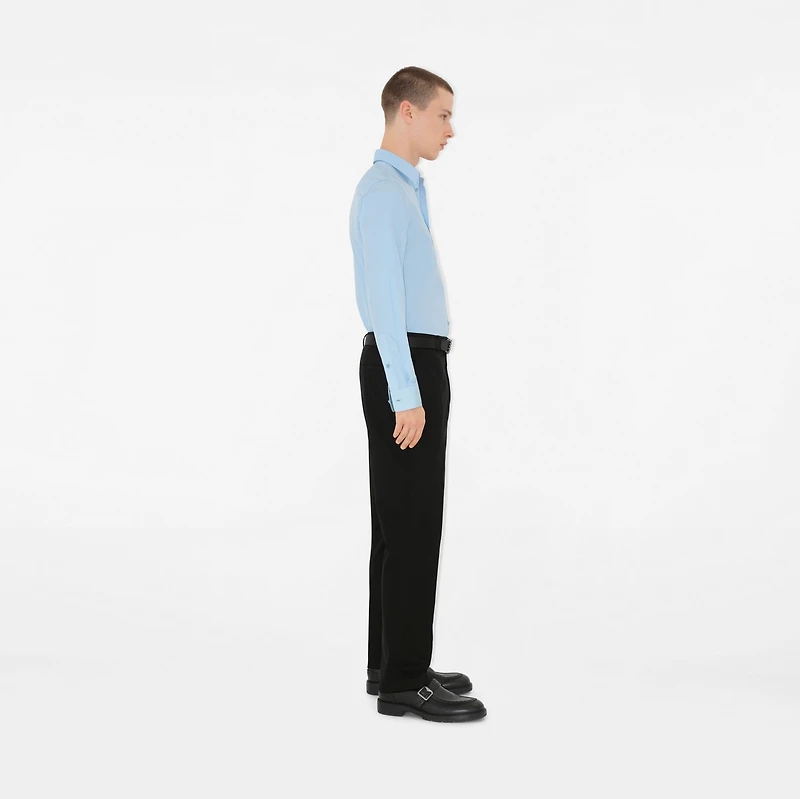 Slim Fit Cotton Poplin Formal Shirt in Neptune blue - Men | Burberry® Official