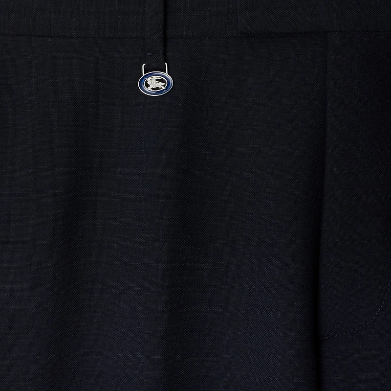 Wool Mohair Tailored Trousers in Navy - Men | Burberry® Official