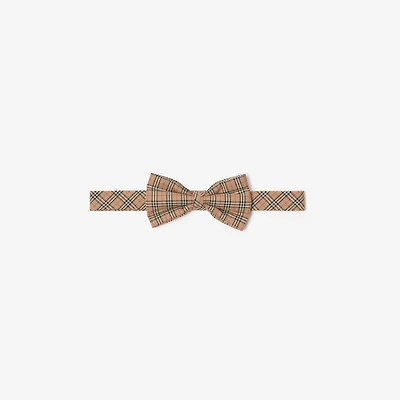 Check Cotton Poplin Bow Tie in Archive beige - Children | Burberry® Official