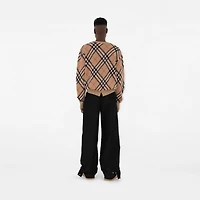 Check Wool Mohair Blend Sweater in Sand - Men, Nylon | Burberry® Official