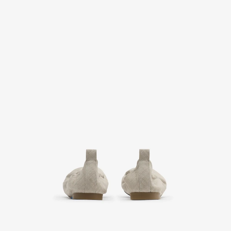 Check Denim Baby Ballerinas​ in Gull - Women, Cotton | Burberry® Official