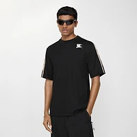 Check Trim Jersey T-shirt in Black - Men, Nylon | Burberry® Official