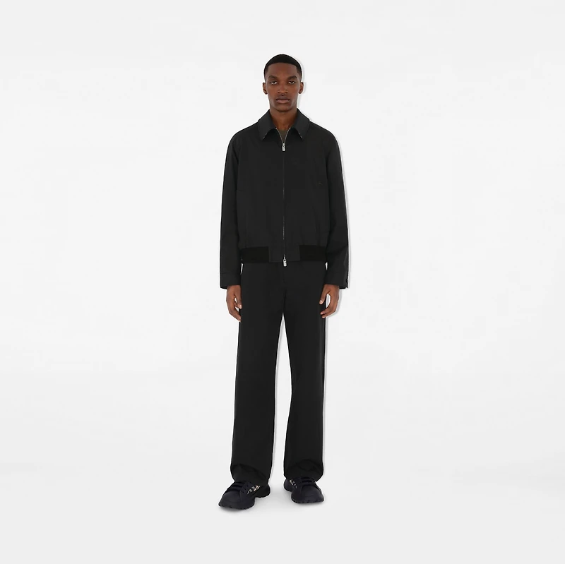 Gabardine Harrington Jacket in Black - Men, Cotton | Burberry® Official