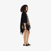 Check Wool Reversible Cape in Black | Burberry® Official