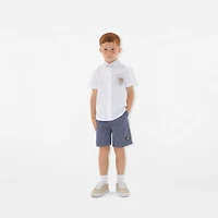 Thomas Bear Striped Cotton Shirt in White | Burberry® Official