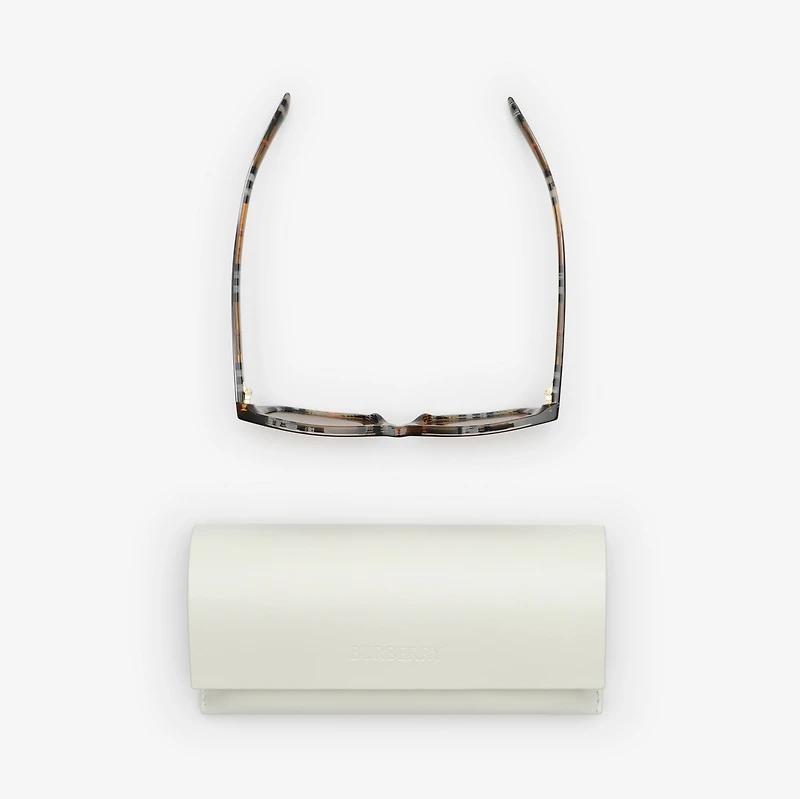Gradient Check Rectangular Sunglasses in Sand - Women | Burberry® Official