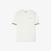 Check Trim Cotton T-shirt in Chalk white - Men | Burberry® Official