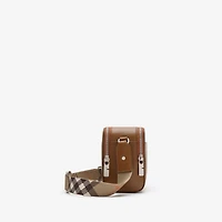 Pop Check Crossbody Bag in Finch brown/hazel brown - Men, Leather | Burberry® Official