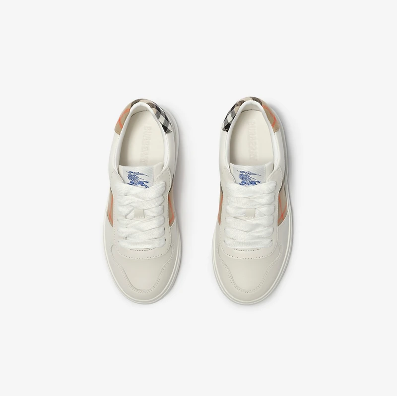 Check and Leather Sneakers in Sand beige - Children | Burberry® Official