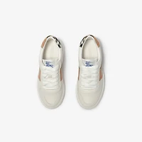 Check and Leather Sneakers in Sand beige - Children | Burberry® Official