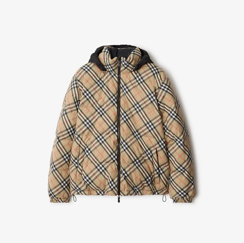 Reversible Check Puffer Jacket in Sand - Men | Burberry® Official