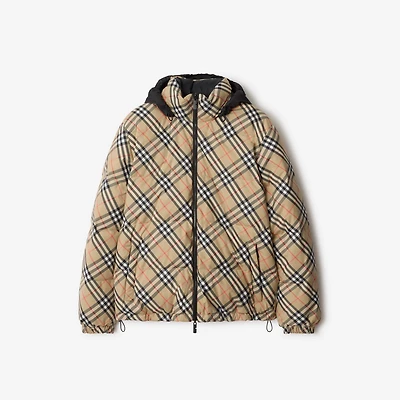 Reversible Check Puffer Jacket in Sand - Men | Burberry® Official