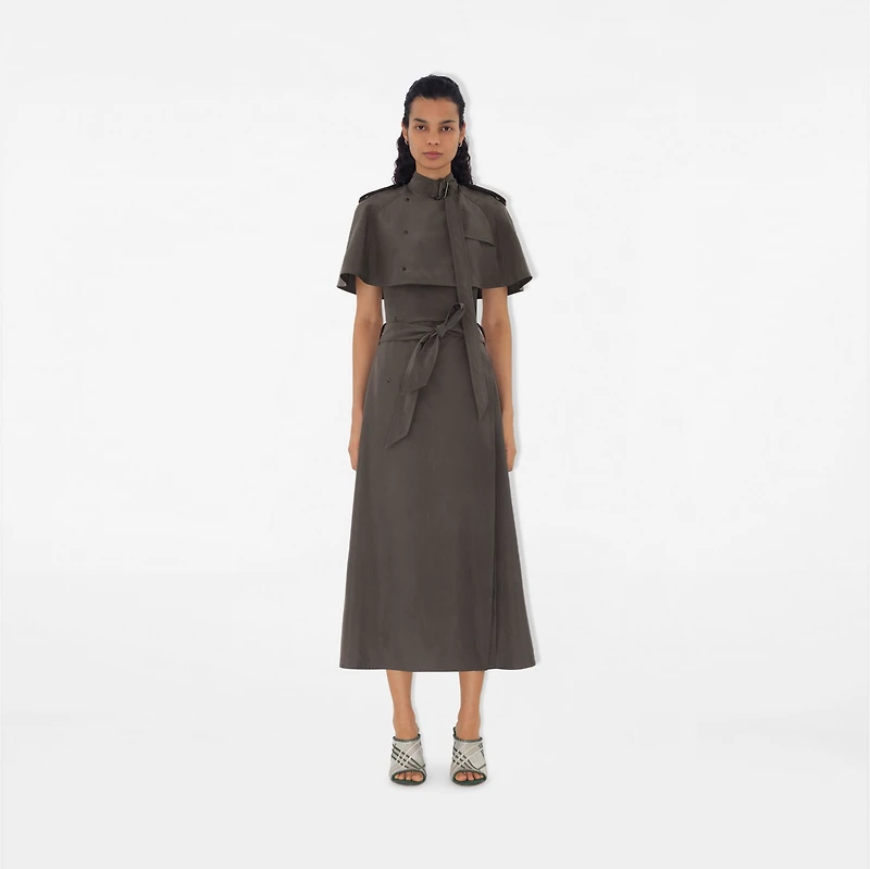 Silk Trench Dress in Cellar
