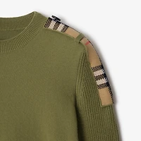 Check Epaulette Wool Cashmere Blend Sweater in Wreath - Women | Burberry® Official