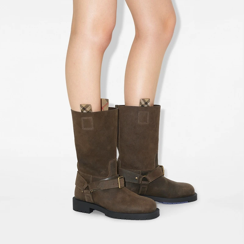Suede Soft Saddle Low Boots​ in Loch - Women, Leather | Burberry® Official