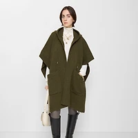 Wool Cashmere Hooded Cape in Shale green | Burberry® Official