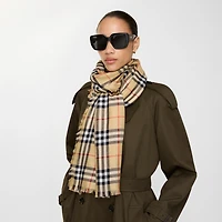 Check Cashmere Silk Scarf in Sand | Burberry® Official